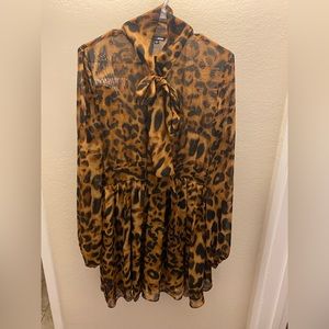 Long Sleeve Leopard Print Dress